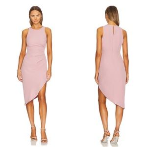 BCBGeneration Ruched Asymmetrical Midi Dress in Blush